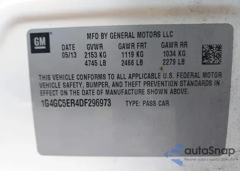 2013 Buick Lacrosse Leather Group from USA, damaged, VIN 1G4GC5ER4DF296973